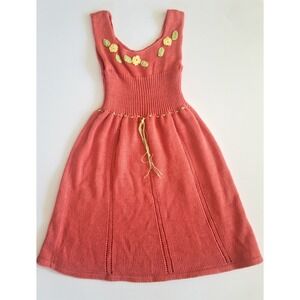 Marina Cabrera By CCM Little Girls Knit Dress Size 4 Boho Luxury Floral Accents